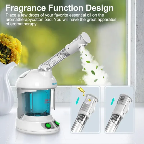 Vista 4 de DENFANY Vaporizador de pelo, vaporizador 2 en 1 para cabello y cara con UV y ozono, humidificador facial y sistema de pulverización hidratante
