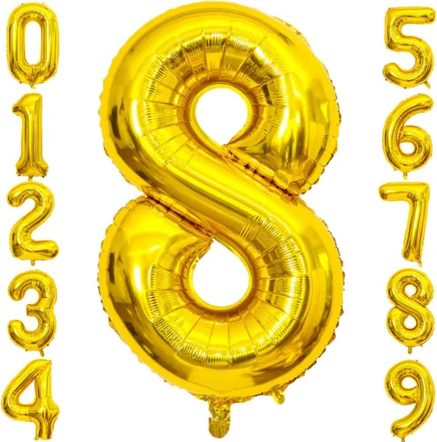Vista 18 de Globo dorado grande de 40 pulgadas con letras del alfabeto de Mylar de aluminio de helio, globos de número grande para cumpleaños, aniversario