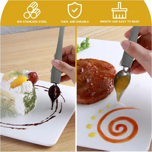 Vista 6 de PRETYZOOM Cucharas decorativas de postre de 4 piezas, herramientas de inmersión de chocolate, cucharas de arte de chef multiusos