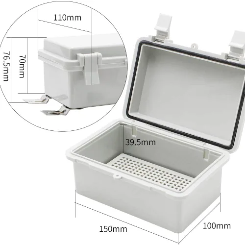 Vista 2 de MAKERELE - Caja de conexiones exterior pequeña impermeable para exterior con cerradura y soporte de pared 5.9" x 3.9" x 2.8" (150x100x70mm) con tapa