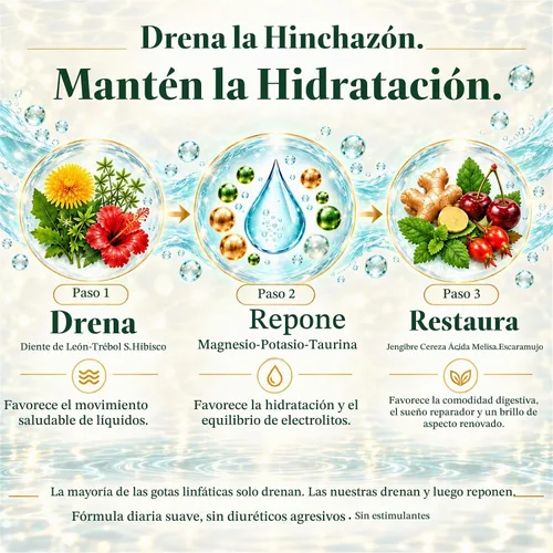 Vista 3 de Gotas de drenaje linfático con electrolitos, hinchazón y desinflado