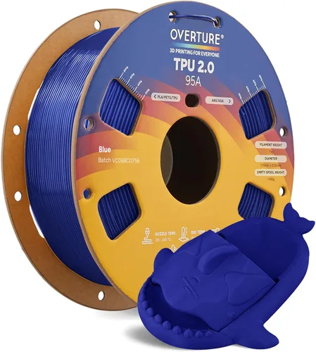 Vista 57 de OVERTURE - Filamento de TPU de 1/16 pulgadas, rollo flexible de poliuretano termoplástico, impresora 3D suave, 95A, carrete de 2.2 libras, precisión