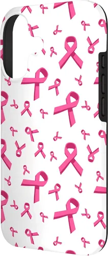 Vista 2 de Funda de soporte para iPhone 17 de mujeres de concientización sobre el cáncer de mama con patrón de cinta rosa