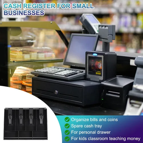 Vista 3 de PATIKIL Bandeja de dinero para caja registradora, bandeja de inserción de cajón, organizador portátil de caja de almacenamiento de dinero con clip
