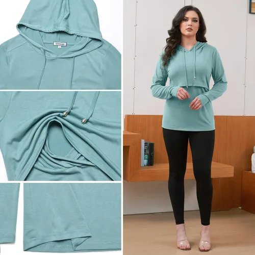 Vista 186 de GINKANA Sudadera con capucha para mujer, manga larga, lactancia materna, ropa casual