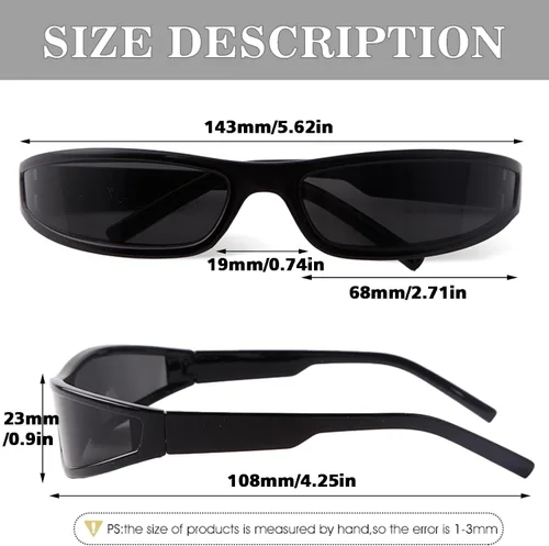 Vista 6 de Y2K - Lentes de sol envolventes para mujeres y hombres, lentes de sol rectangulares de marco estrecho pequeño de los años 90 para deportes futuristas