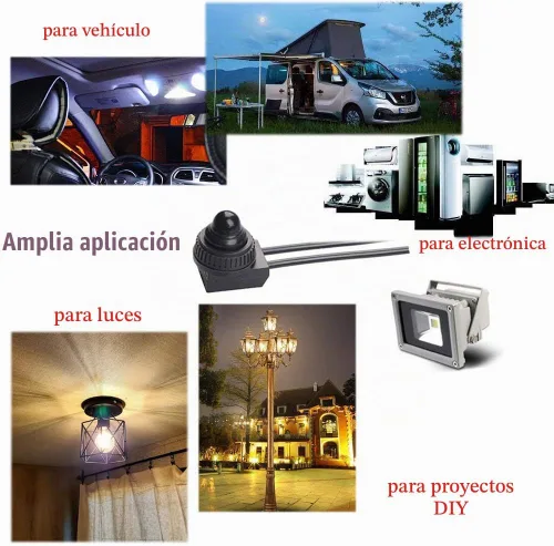 Vista 5 de Interruptor de botón impermeable de encendido y apagado con cable de luz de 12 V para motocicleta/automóvil, 5 piezas (negro)