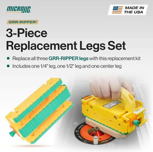 Vista 2 de MICROJIG GRR-RIPPER Juego de patas de repuesto, piezas de bloque de empuje 3D, RR-303, 3 piezas, amarillo