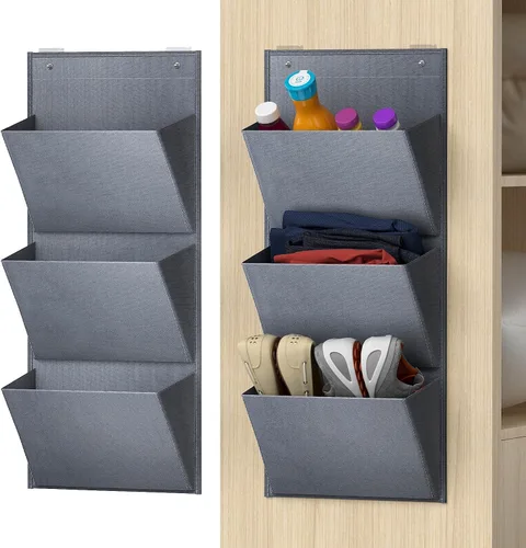 Vista 8 de Organizador colgante para montar en la pared, 2 unidades, zapatero / puede almacenar 6 pares de tenis de tamaño grande, también almacena botas.