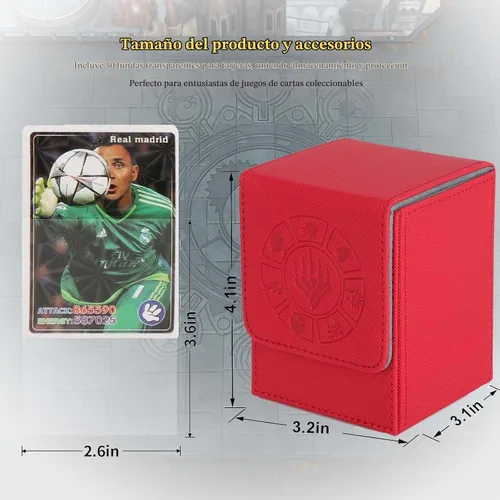 Vista 4 de Caja para mazos de cartas Arkeiliy, caja de almacenamiento de más de 110 cartas MTG con 50 fundas para cartas, estuches coleccionables para cartas