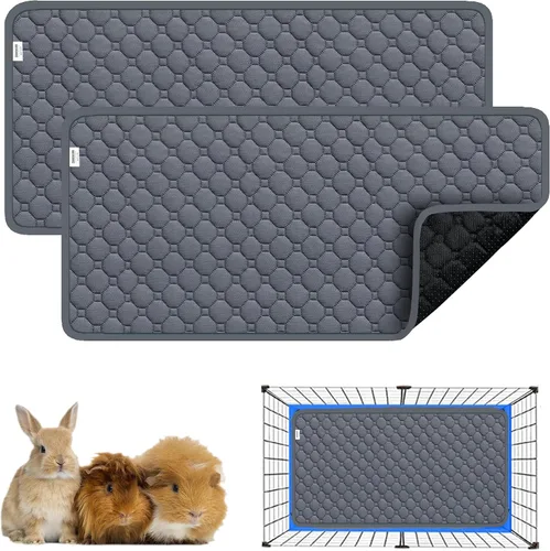 Vista 8 de Ropa de cama para cobayas, 2 paquetes de forro lavable para jaula de 49x24 pulgadas, almohadillas súper absorbentes lavables, impermeables y Palta