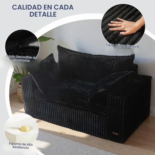 Vista 4 de MAXYOYO Sofá biplaza sin hueso, sofá Cloud con respaldo y almohadas