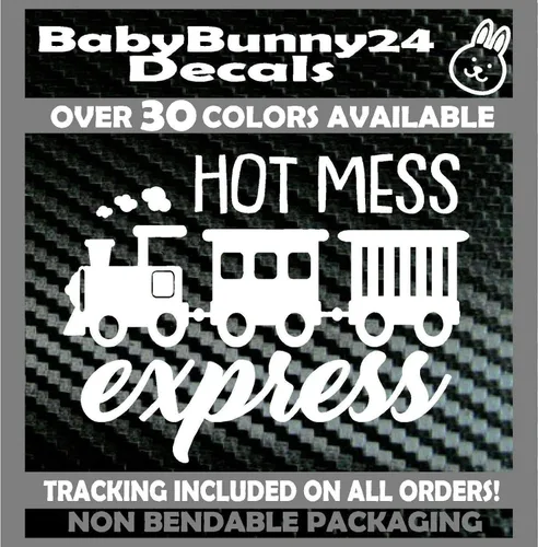 Vista 3 de Hot Mess Express Train Mom Car Truck Van Laptop Vinilo Calcomanía Pegatina Minivan