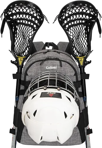 Vista 8 de Goloni Lacrosse - Mochila para equipo con dos palos y compartimento separado para tacos y bolsa de hockey sobre césped