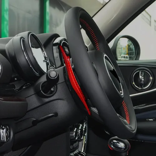 Vista 5 de AIRSPEED Extensiones de fibra de carbono para volante de palanca de cambios, accesorios interiores para Mini Cooper Clubman F54 F55 F56 F57 F60 rojo
