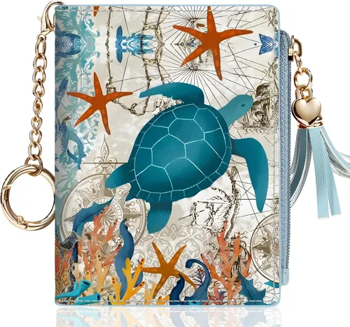Vista 11 de Gostwo Billeteras pequeñas para mujer, elegante cartera para mujer con ventana de identificación, bolsillo con cremallera para monedas y borla.