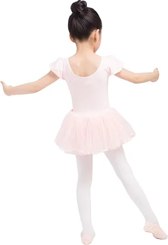 Vista 2 de Dancina Leotardo con falda tutú para niñas, vestido de ballet de algodón con forro frontal