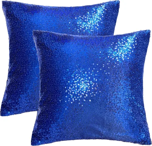 Vista 13 de iMaylex Juego de 2 fundas de almohada decorativas cuadradas brillantes con lentejuelas para Pascua, fiesta lumbar, otoño, boda, Navidad, Año Nuevo