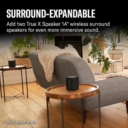 Vista 6 de Barra de sonido Yamaha True X Bar 40A Dolby Atmos con subwoofers incorporados, Wi-Fi, transmisión de música, subwoofer inalámbrico opcional