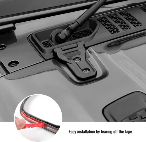 Vista 3 de JeCar Cubiertas de bisagra de capó, accesorios exteriores compatibles con Jeep Wrangler JL JLU 2018-2023, color negro