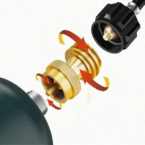 Vista 4 de Adaptador de tanque de propano de 1 libra, Adaptador de tanque de propano convertidor de 20 lb a 1 libra, Engánchate Tanques de propano pequeños