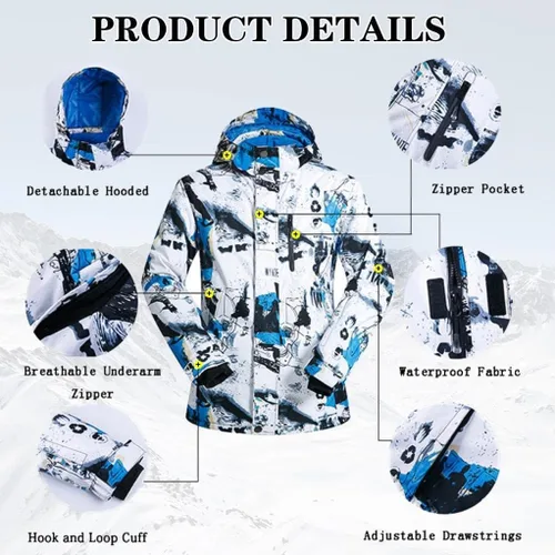 Vista 4 de GS SNOWING Traje de nieve impermeable para hombre, chaqueta de snowboard y pantalones de esquí para deportes de nieve, Nieve