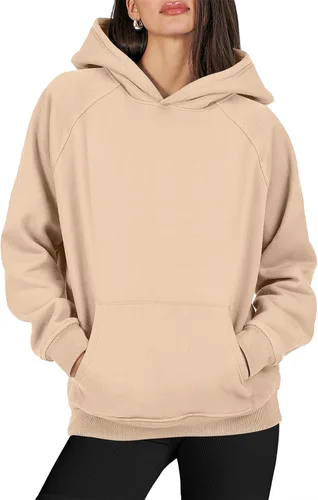 Vista 5 de LOGENE Sudaderas con capucha para mujer, de manga larga, de vellón, de gran tamaño, informales, básicas, sin botones, ropa de entrenamiento de otoño
