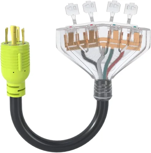 Vista 8 de Cable de alimentación para generador adaptador RV de 30 amperios a 110, adaptador de 3 clavijas a enchufe de bloqueo giratorio de 20 amperios