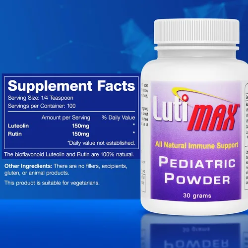 Vista 2 de Luti max - Suplemento cerebral pediátrico en polvo con luteolina y rutina, memoria, enfoque, músculo y apoyo inmunológico para niños, suplementos