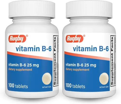 Vista 8 de Rugby Vitamina B-6 Tabletas – 25 mg de vitamina B6 – Suplemento dietético – 100 unidades (1 paquete)