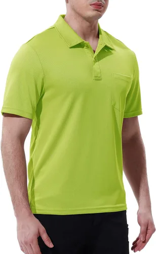 Vista 3 de Rdruko Polo para hombre, manga corta, secado rápido, para exteriores, golf, deportes, con bolsillo