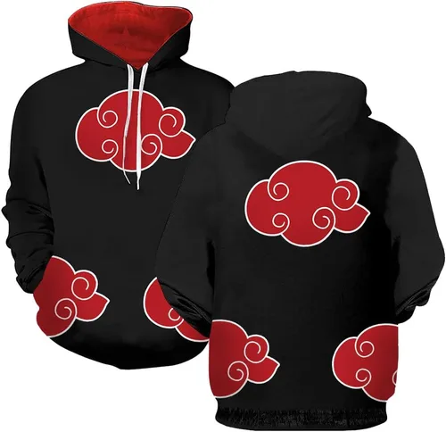 Vista 3 de Ficlwigkis Sudadera con capucha de anime para hombre, unisex, disfraz de anime (as1, alfa, L, regular, rojo blanco), Negro-rojo