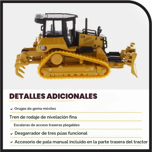 Vista 5 de Bulldozer Caterpillar D5 1:87 con tren de rodaje de grado fino y hoja