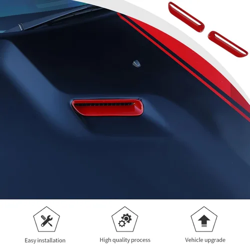 Vista 6 de JWWY Para Challenger Hood Aire Acondicionado Salida de Aire Acondicionado Trim para 2009-2014 Dodge Challenger Accesorios, ABS Rojo 2 piezas