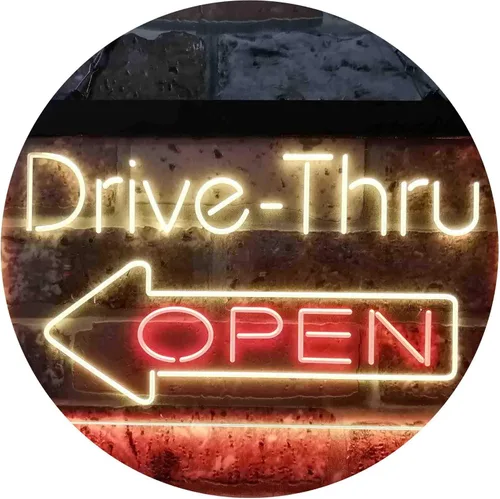 Vista 14 de ADVPRO Drive Thru Open Flecha Izquierda Señal de neón LED de doble color, azul y rojo, 24 x 16 pulgadas st6s64-i3827-br