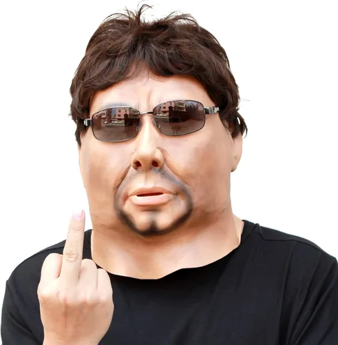 Vista 5 de CreepyParty Máscara de cabeza realista de látex para fiesta de Halloween, hombre fuerte