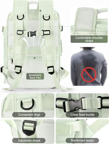 Vista 8 de VGCUB Mochila grande de viaje para trabajo, negocios, mochila para computadora portátil aprobada para vuelo, para mujeres y hombres, mochila