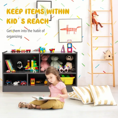 Vista 5 de HONEY JOY Organizador de almacenamiento de juguetes para niños, estante de almacenamiento de 5 secciones para preescolar, organizador de estante