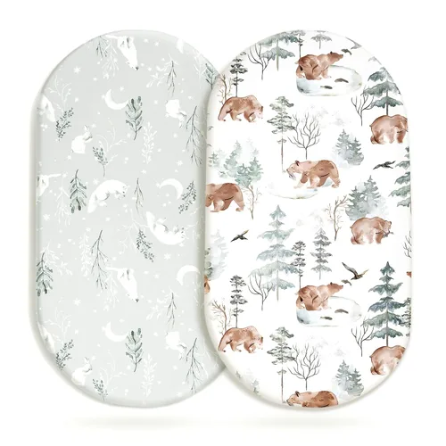 Vista 17 de GRSSDER Juego de 2 sábanas elásticas ultra suaves para cuna, ajuste universal para cuna de bebé, colchón rectangular ovalado, flores y frutas