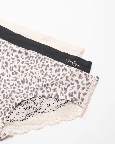 Vista 3 de Jessica Simpson Ropa interior para mujer - Calzones de microfibra Hipster (paquete de 5)