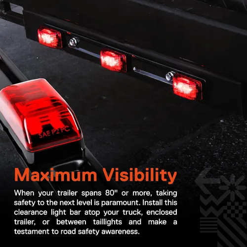 Vista 2 de True Mods 15" Barra de luz LED de 3 luces rojas para remolque [DOT FMVSS 108] [SAE P2] [IP67 sumergible] Sellada Identificación de marcha