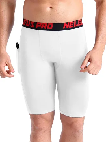 Vista 5 de NELEUS Paquete de 3 pantalones cortos de compresión para correr con bolsillos para hombre