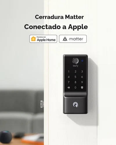 Vista 2 de eufy Smart Lock E31, cerradura inteligente para puerta con entrada sin llave y huella dactilar compatible con el ecosistema Apple Home, para puerta
