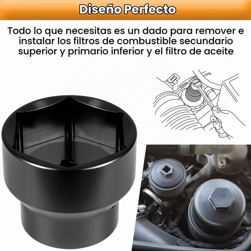 Vista 3 de Filtro de combustible/Aceite 24mm / 36mm Juego de enchufe reversible Filtro de combustible Tapa removedor e instalador asistente para 2003-2010 6.0L
