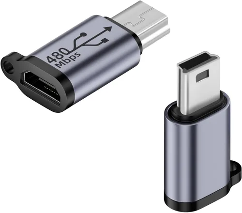 Vista 7 de QIANRENON Adaptador mini USB macho a USB C hembra de 480 Mbps de 18 W, conector USB a conector de datos, aleación AL/agujero para colgar