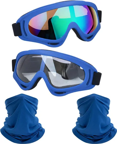 Vista 22 de LJDJ Motorcycle Goggles 2 Pack Dirt Bike with Neck Breathable Bandana Mask