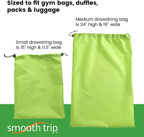 Vista 6 de Smooth Trip Bolsas de lavandería de viaje con barrera de bloqueo de olores para ropa húmeda y sucia, juego de 2 bolsas compactas plegables que caben