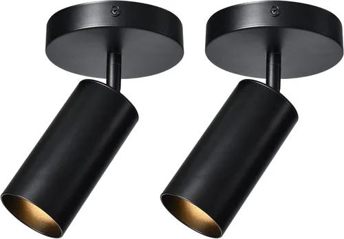 Vista 15 de Foco de Techo Moderno, Luces Spot GU10 para Interiores con Pivote de 350°, Paquete de 2 Focos Direccionales Ajustables para Interiores, Luz de Negro