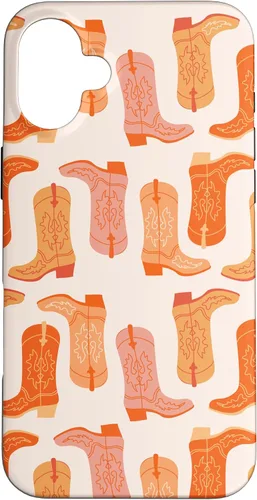 Vista 23 de Cowboy Boot Illustration Preppy Western in Orange Case for iPhone 17