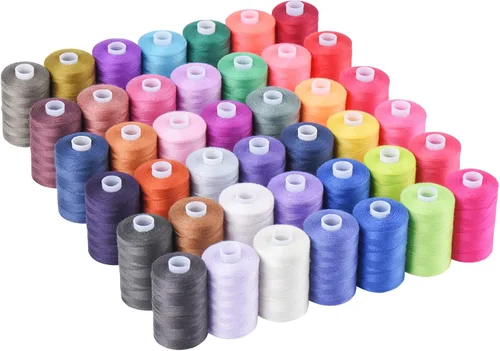 Vista 2 de Simthread Hilo de coser multiusos, 42 carretes surtidos de poliéster de 1000 yardas para costura, prácticos hilos de coser de poliéster para máquina